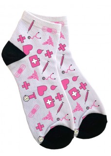 Women's Ankle Socks Medical Symbols Pink